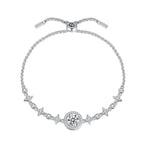6.5mm Star Moon 925 Silver Moissanite Bracelet
