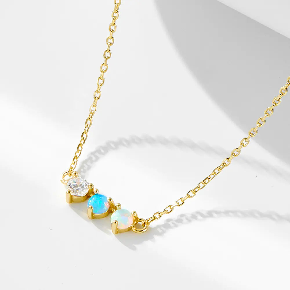 Colored Opal S925 Sterling Silver Chain Necklace
