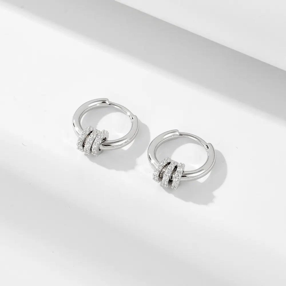 Light Luxury 925 Silver CZ Hoop Earrings