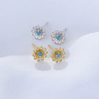 New S925 Sterling Silver Sunflower Stud Earrings
