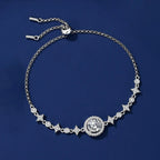 6.5mm Star Moon 925 Silver Moissanite Bracelet