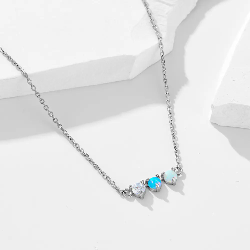 Colored Opal S925 Sterling Silver Chain Necklace