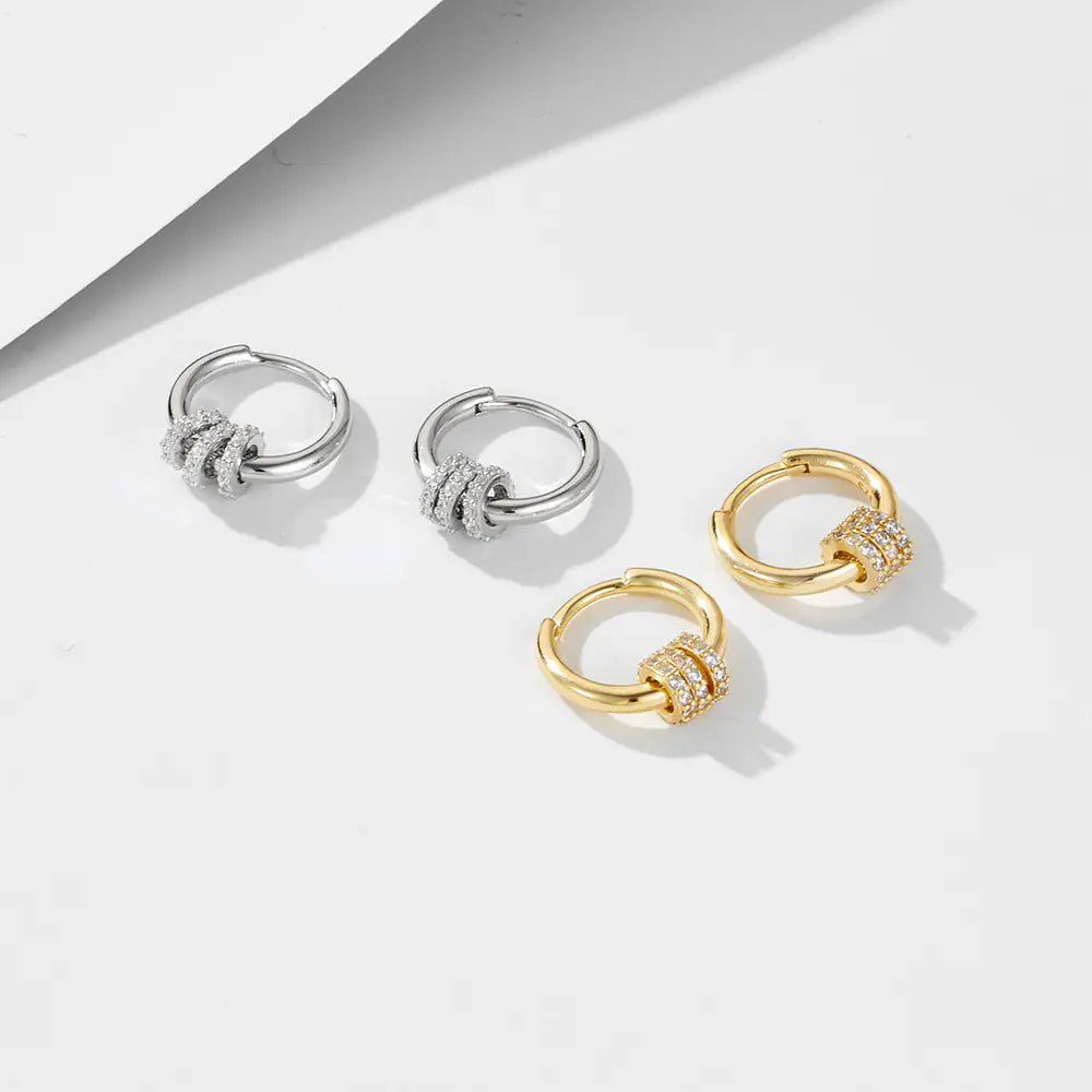 Light Luxury 925 Silver CZ Hoop Earrings