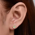 New S925 Sterling Silver Sunflower Stud Earrings