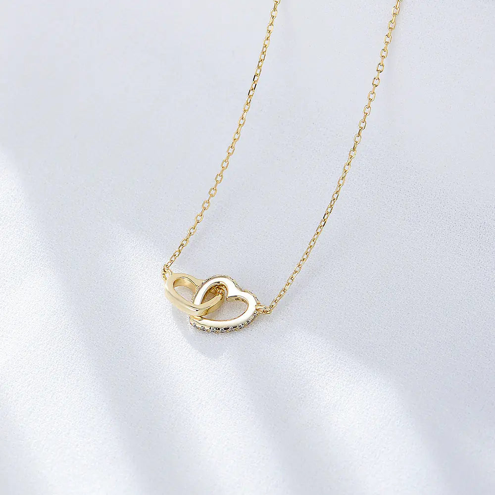 925 Sterling Silver Heart CZ Chain Necklace