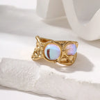 Stainless Steel Moonstone Open Ring