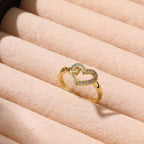Simple 925 Sterling Silver Heart CZ Adjustable Ring