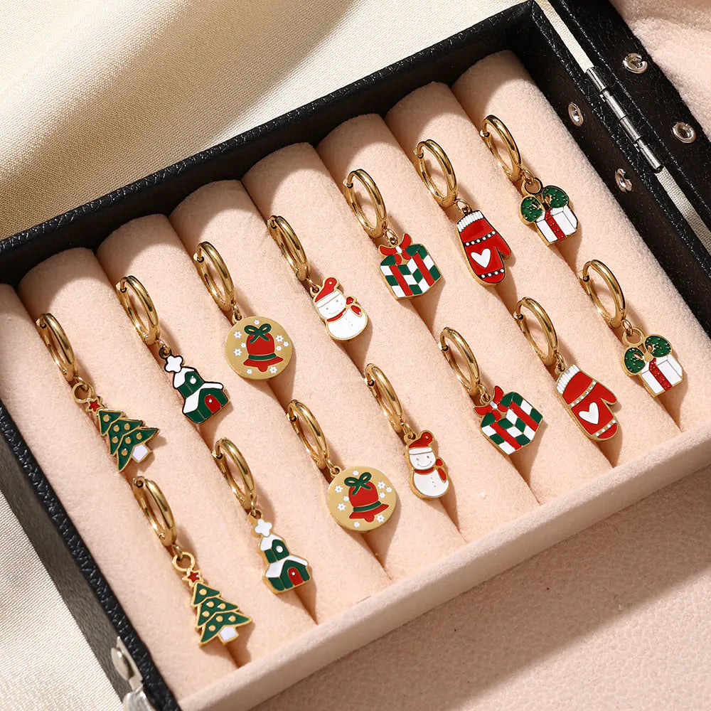 Stainless Steel Gold Plated Christmas Gift Earrings