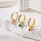 S925 Sterling Silver Heart Shape CZ Earrings