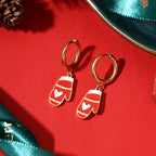 Gold Plated Stainless Steel Hoop Christmas Gloves Earrings