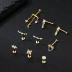 Fashion S925 Sterling Silver Gold Stud Earrings