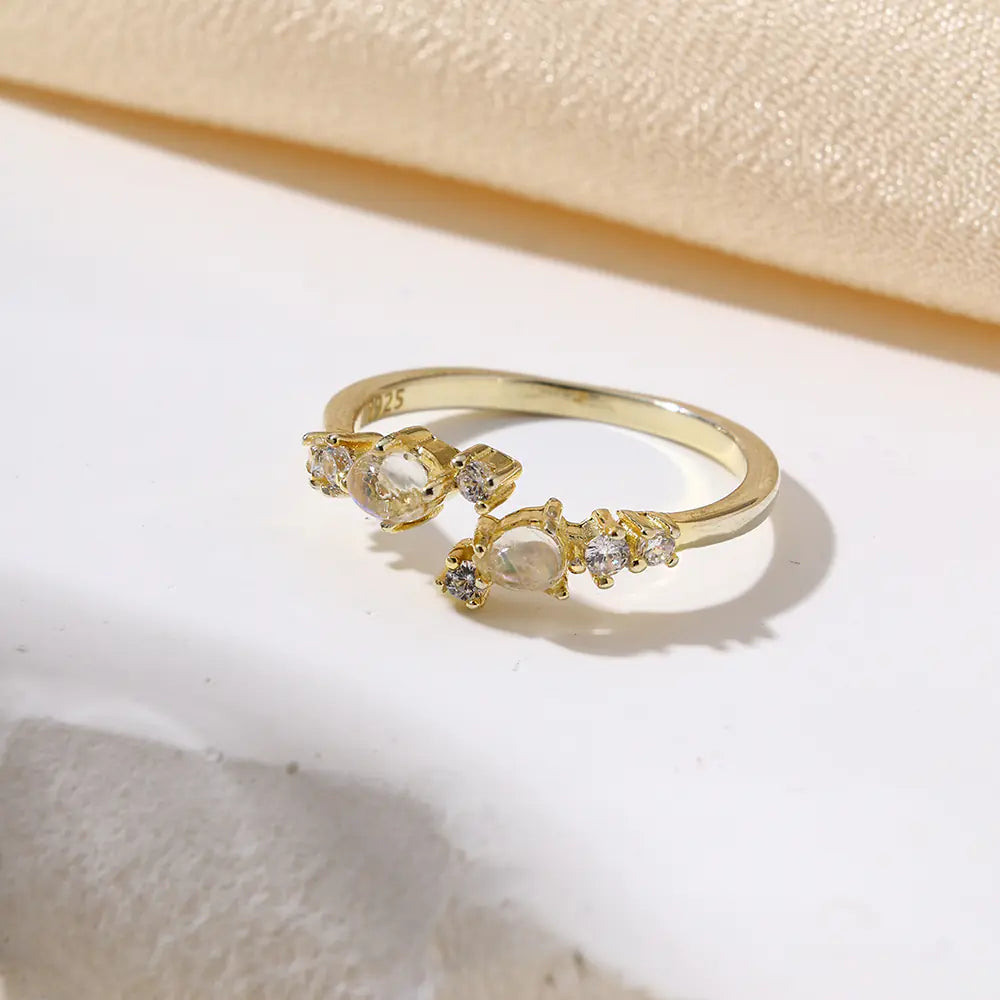 925 Sterling Silver Moonstone Adjustable Ring
