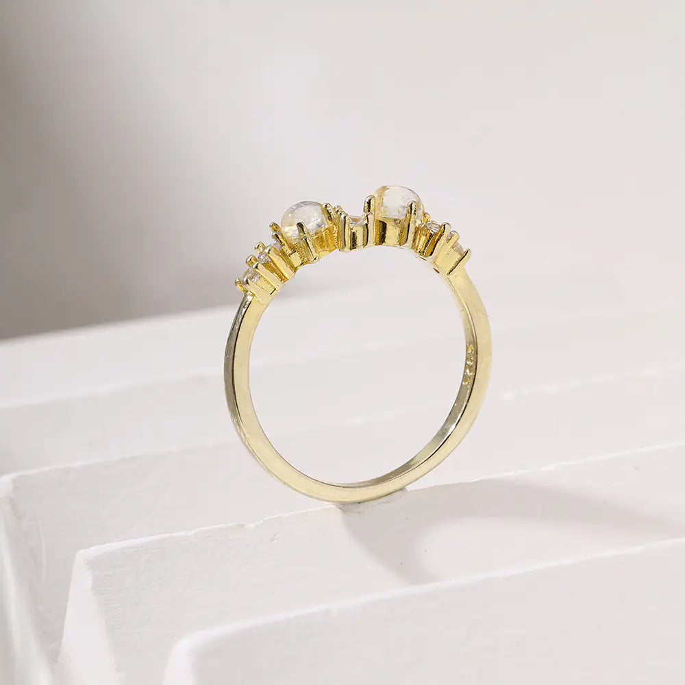 925 Sterling Silver Moonstone Adjustable Ring