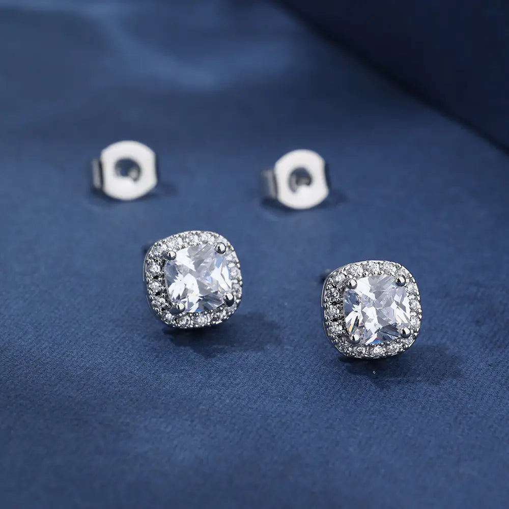 Light Luxury Iced Out Diamond Brass Heart CZ Earrings