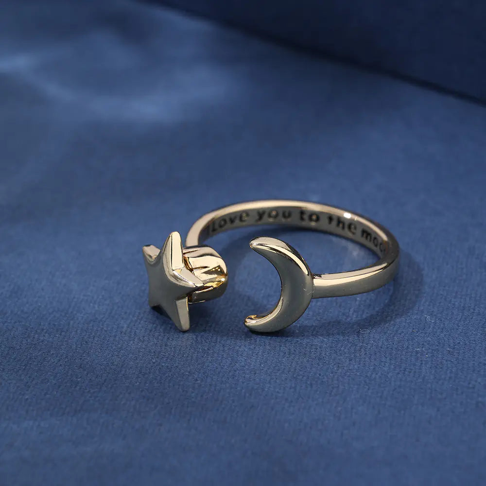 Classical Moon Star Stainless Steel Adjustable Rings
