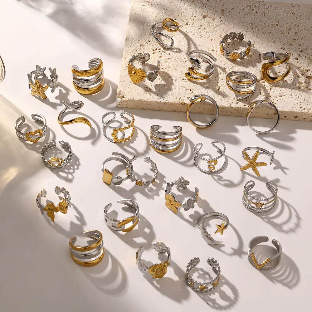 2025 Stainless Steel Flower Ring Adjustable