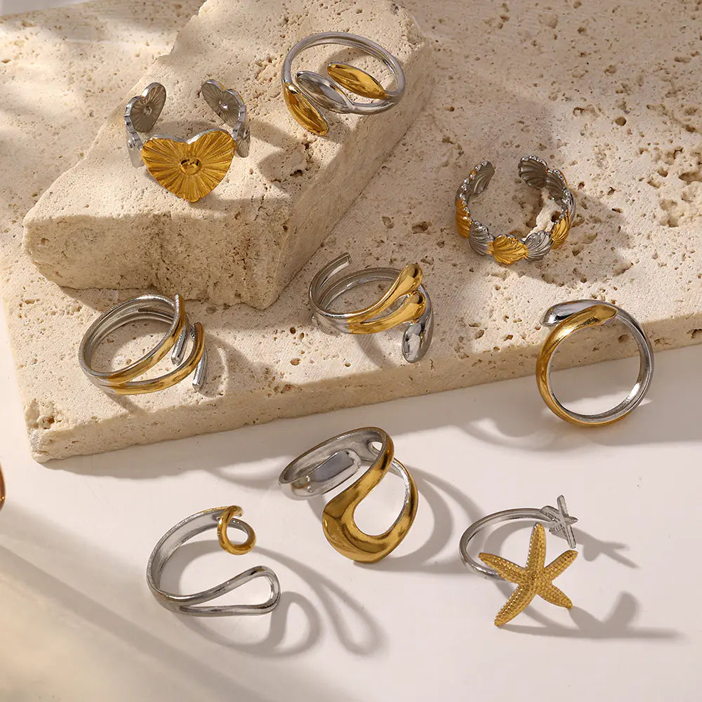 2025 Stainless Steel Starfish Two-tone Ring