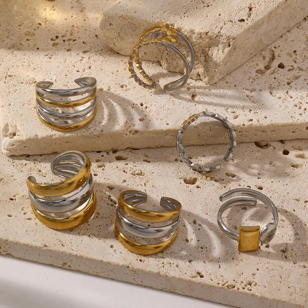 Stainless Steel Four-Row Double-Color Electroplated Ring
