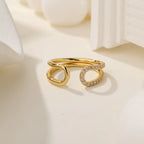 Fashion 925 Sterling Silver CZ Stones Open Rings
