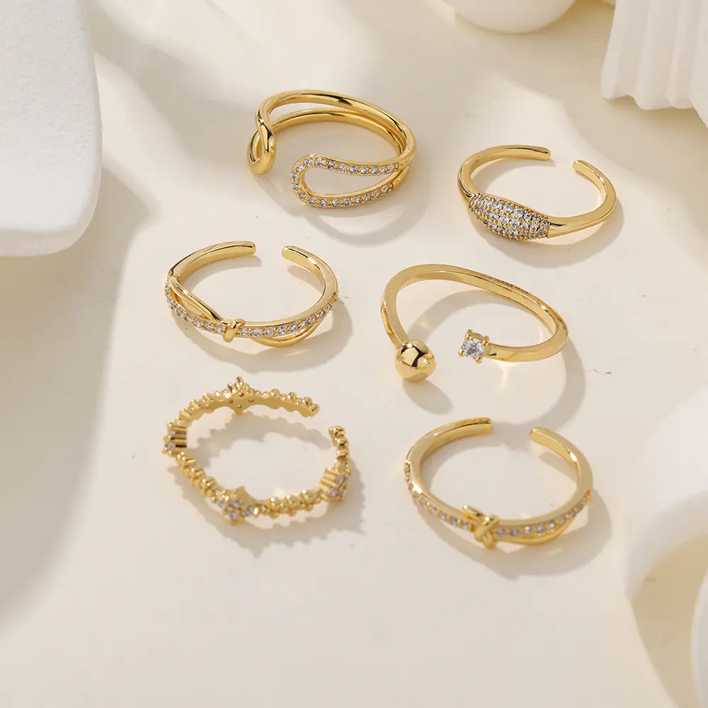 Fashion 925 Silver Full Diamond Bow Ajustable Ring