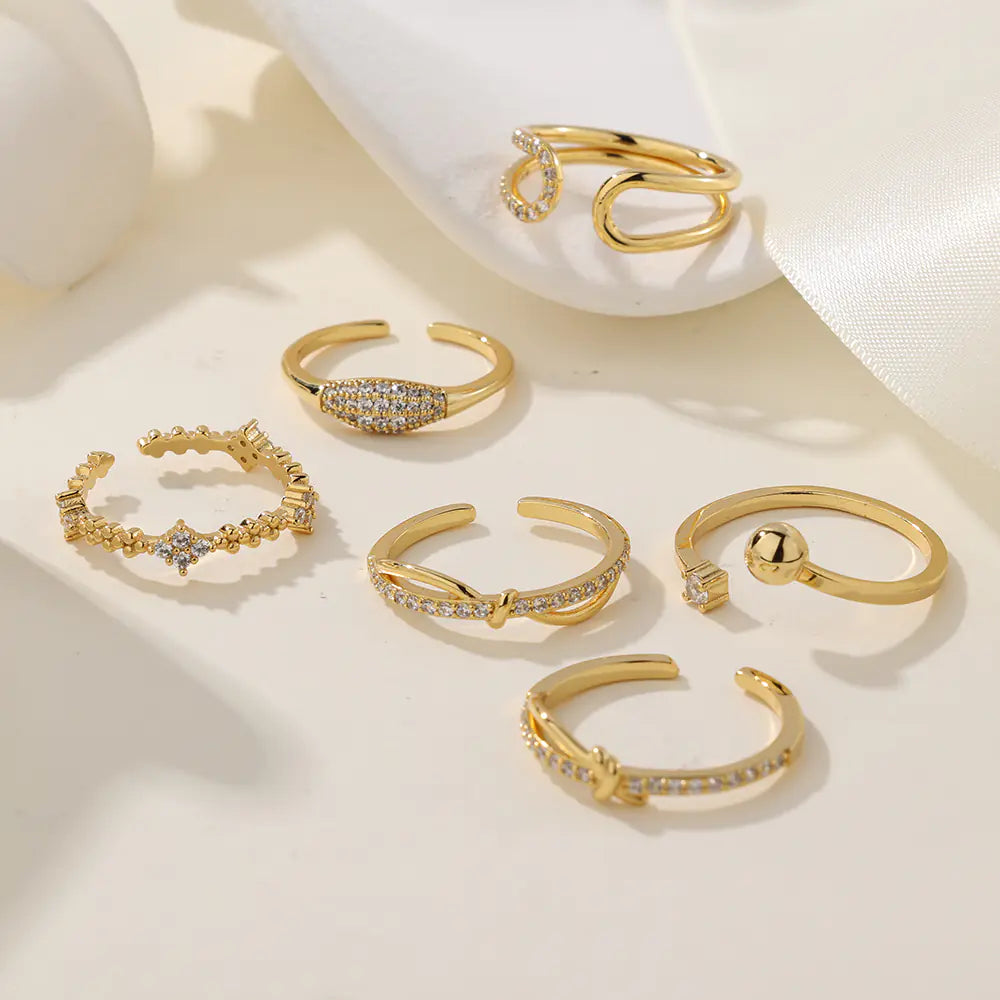 Fashion 925 Sterling Silver CZ Stones Open Rings
