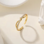 925 Sterling Silver One-line CZ Adjustable Ring