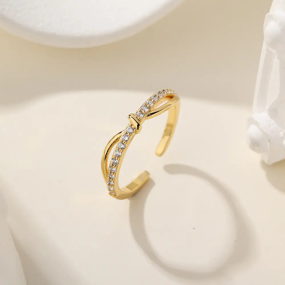 925 Sterling Silver One-line CZ Adjustable Ring
