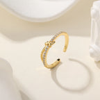 Fashion 925 Silver Full Diamond Bow Ajustable Ring