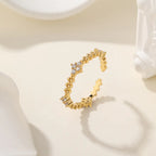 Fashion 925 Sterling Silver Honeycomb CZ Ring