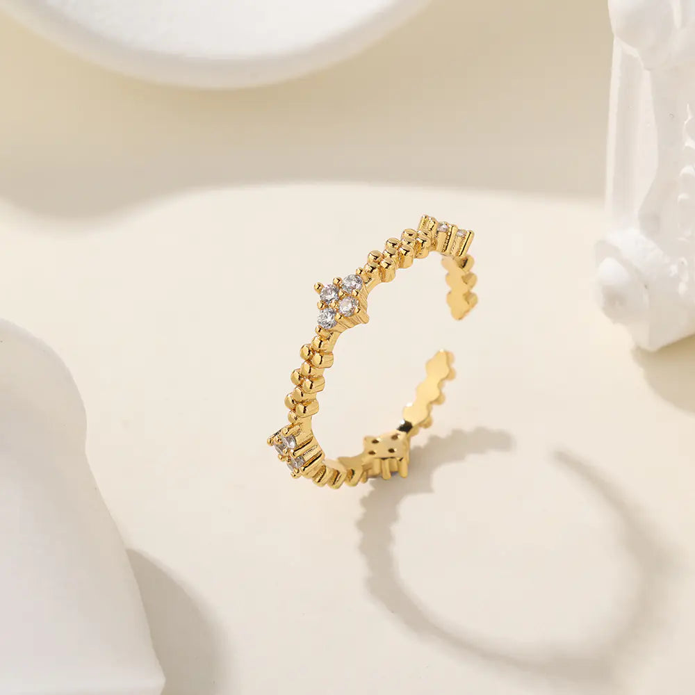 Fashion 925 Sterling Silver Honeycomb CZ Ring