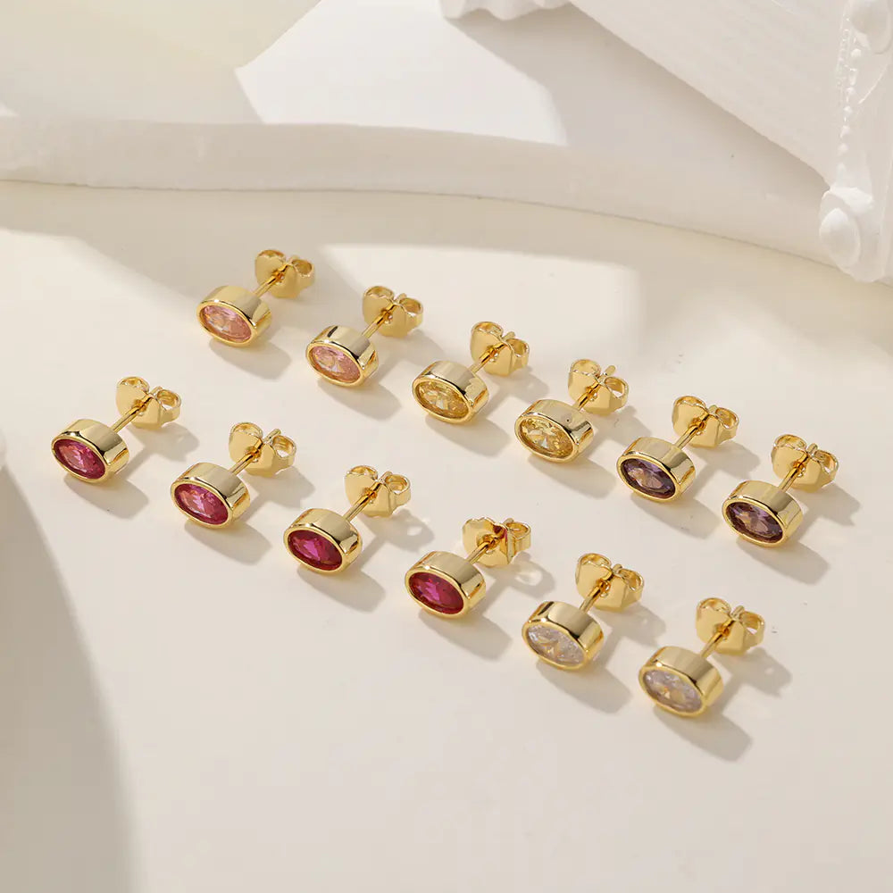 925 Silver Gold Colored CZ Stud Customized