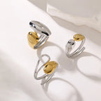 Two-Tone Double Point Design Stainless Steel Ring