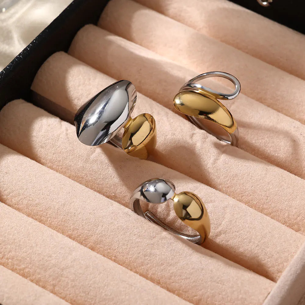 Two-Tone Double Point Design Stainless Steel Ring