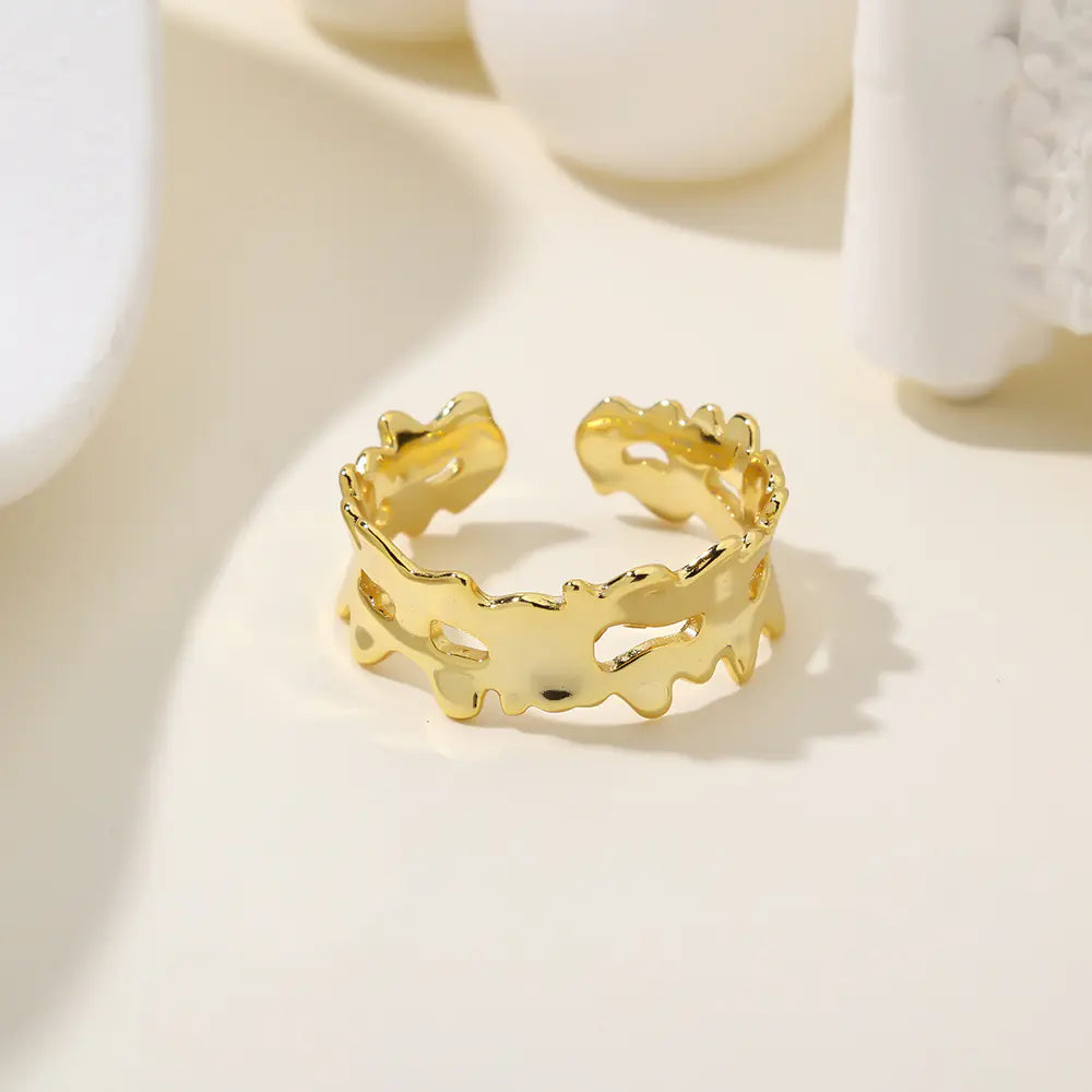 925 Sterling Silver Irregular Hollow Flower Edge Rings