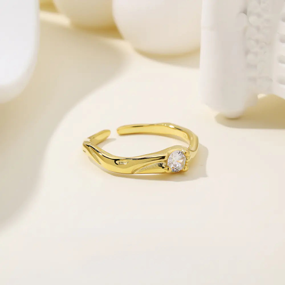 S925 Sterling Silver Irregular Micro Pave Ring
