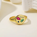 925 Sterling Silver Circular Inlaid Irregular Color Ring