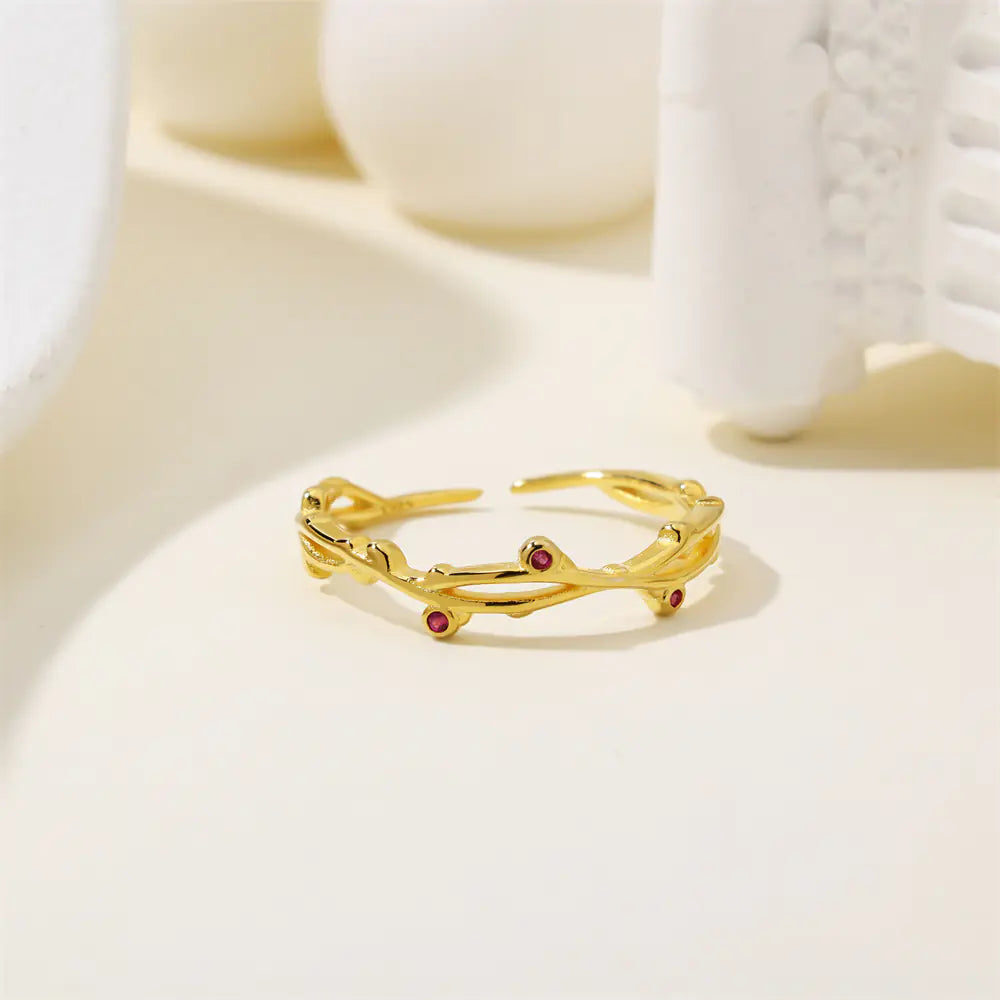 925 Sterling Silver Flower Branch Open Rings