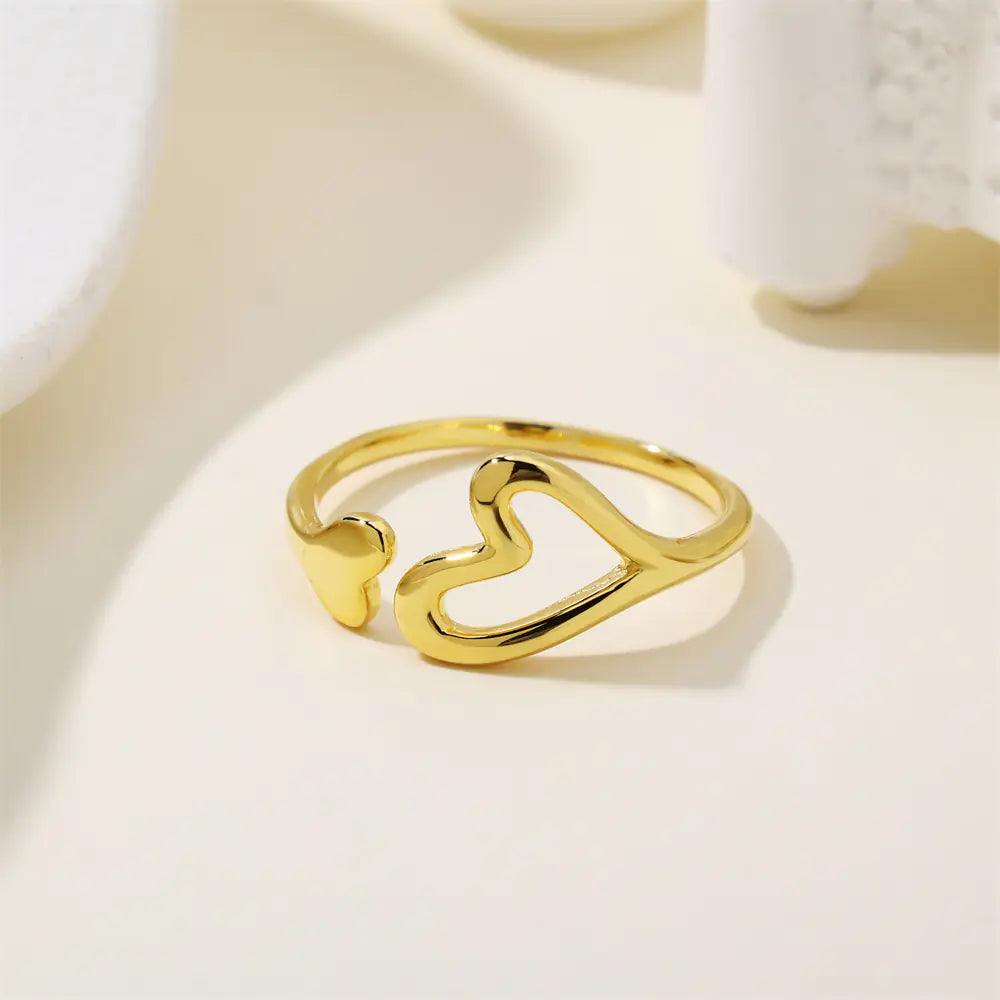 Fashion S925 Sterling Silver Hollow Heart Open Ring