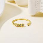 Fashion Silver Eternity Adjustable Diamond Open Rings