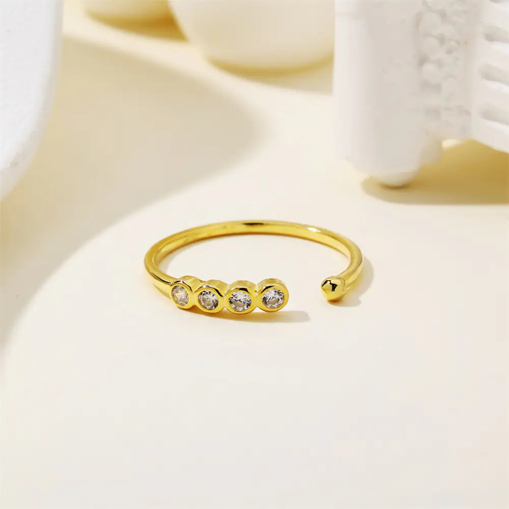 Fashion Silver Eternity Adjustable Diamond Open Rings