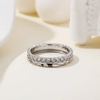 Fashion 925 Silver Geometry Round Zircon Ring