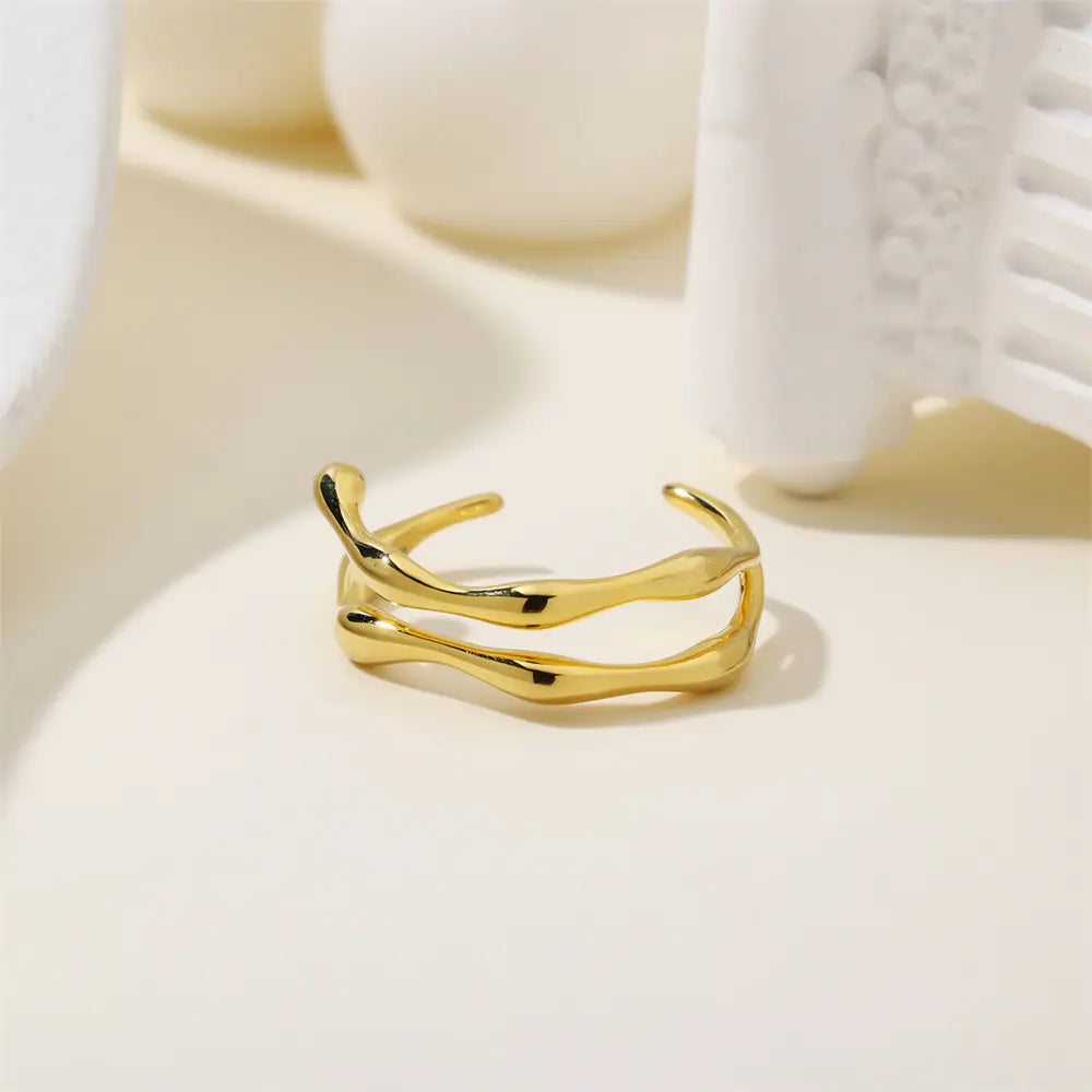 S925 Silver Simple Adjustable Irregular Ring
