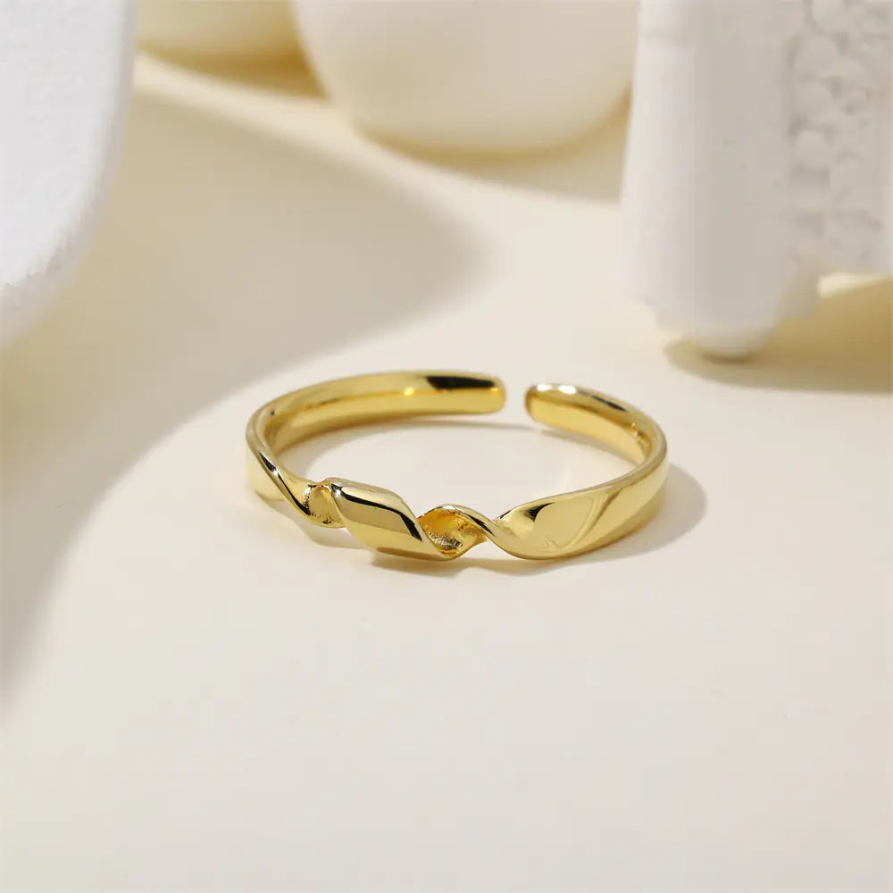 Hot S925 Sterling Silver Geometric Link Adjustable Ring