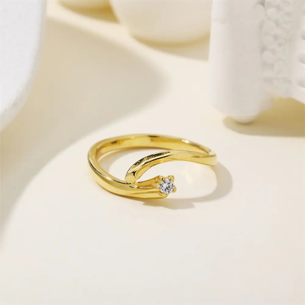 925 Sterling Silver Twisted Line Zircon Fashion Ring
