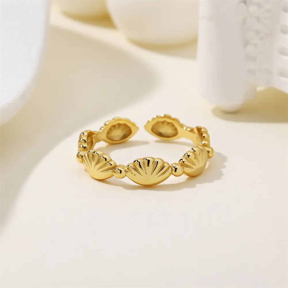 S925 Sterling Silver Shell-Inspired Fan-Shaped Ring