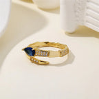 Blue CZ Snake Design 925 Sterling Silver Gold Ring