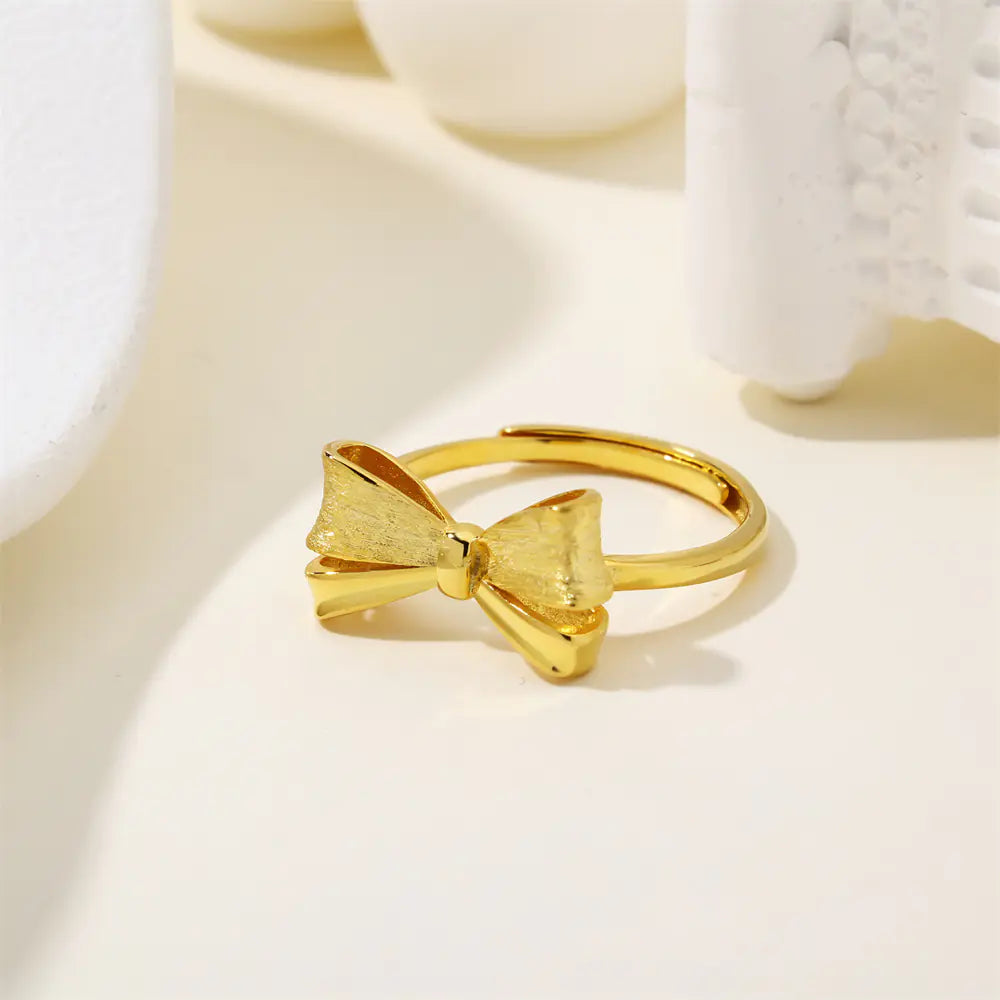 Trendy Dainty 925 Silver Chic Shiny Bow Ring