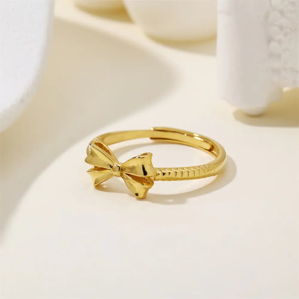 Trendy Dainty 925 Silver Chic Shiny Bow Ring