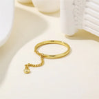 S925 silver Bead-shaped Chain Adjustable Gold Ring