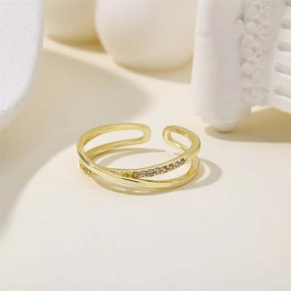 925 Sterling Silver Cross CZ Gold Plated Color Ring